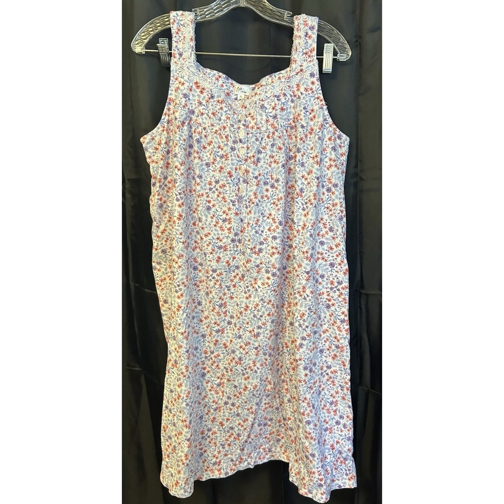 Aria Collection Cotton Sleeveless Nightgown XL Ditsy Floral Grandma Cottagecore